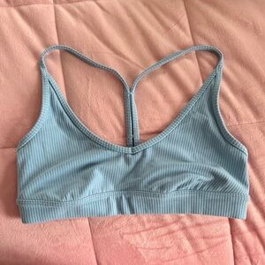 Women's Blue Ribbed Alo Bra